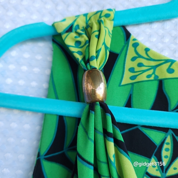 GREEN TROPICAL SLEEVELESS MAXI DRESS WITH RUCHED WAIST BY AA STUDIO - SIZE 8 EUC - Picture 4 of 7